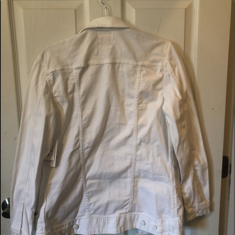 Lularoe white Jaxon long line jean jacket size small NWT - Picture 2 of 2